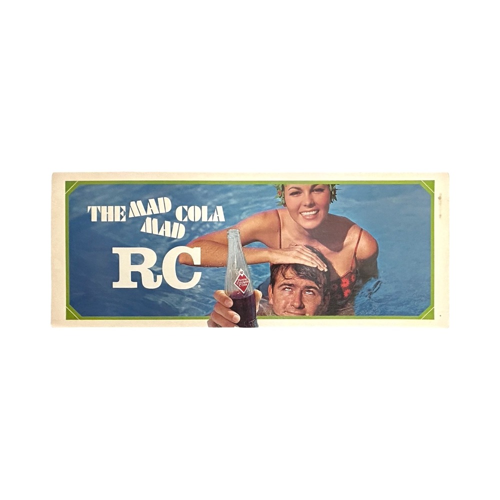Vintage RC Royal Crown Cola The Mad Mad Cola Cardboard Sign Advertising 27x11